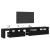 Set de 2 cabine TV cu lumini LED din lemn prelucrat de stejar negru, Cabinet TV  cu LED stejar negru 120x35x40 cm din lemn prelucrat GartenMobel Dekor