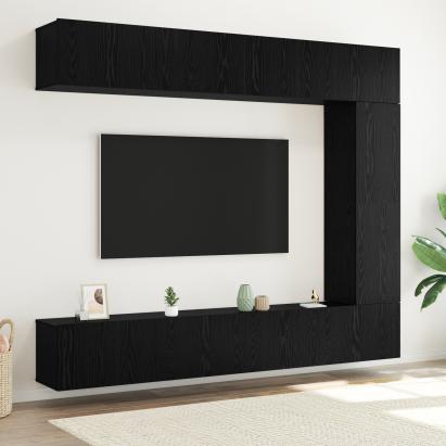 Set de 5 cabineți TV din lemn prelucrat de stejar negru GartenMobel Dekor