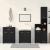 Set mobile baie  4 piese Stejar Negru Lemn prelucrat, Dulap de Baie  Stejar Negru 60x33x80 cm Fabricat din Lemn Prelucrat GartenMobel Dekor