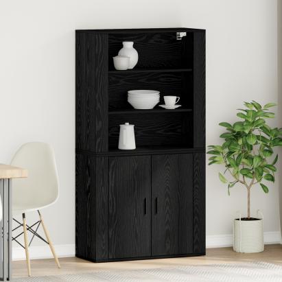 Highboard din stejar negru din lemn stratificat GartenMobel Dekor