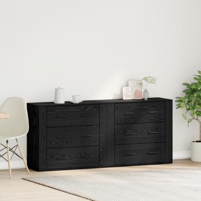 bufete 2 buc Stejar Negru Lemn Prelucrat GartenMobel Dekor