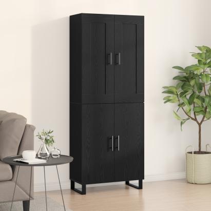 Highboard Negru Stejar 69.5x34x180 cm Lemn Ingineresc GartenMobel Dekor