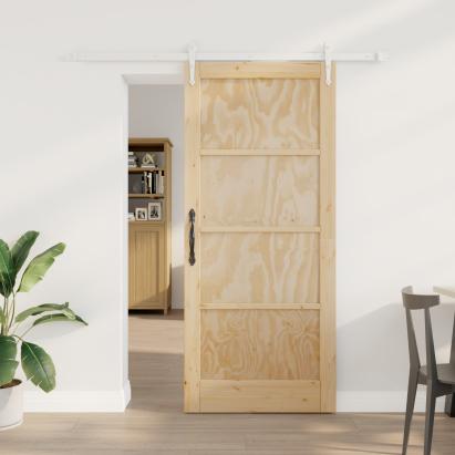 Ușă glisantă  cu set de hardware 78x202 cm din lemn solid de pin, Ușă interioară  "ORKDAL" 78x202x4 cm din lemn solid de pin GartenMobel Dekor