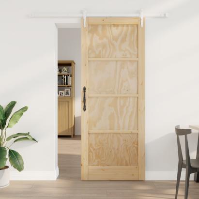 Ușă Glisantă  cu Set de Accesorii 83x211 cm Lemn de Pin Masiv, Ușă Interioară  "ORKDAL" 83x211x4 cm Lemn de Pin Masiv GartenMobel Dekor