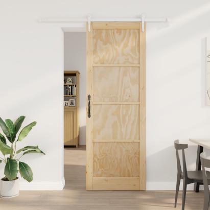 Ușa glisantă  cu set de hardware 83x232 cm Lemn masiv de pin, Ușa interioară  'ORKDAL'83x232x4 cm Lemn masiv de pin GartenMobel Dekor