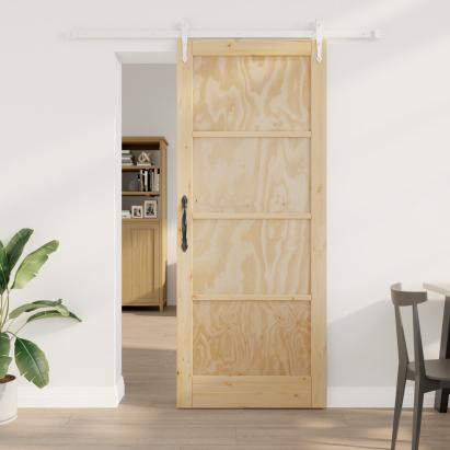 Ușa glisantă  cu set de accesorii 86x211 cm din lemn solid de pin, Ușa interiorică  'ORKDAL'86x211x4 cm din lemn solid de pin GartenMobel Dekor