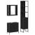Cabinet Chiuvetă Baie  Stejar Negru 60x30x60 cm Lemn Prelucrat, Cabinet Baie  Stejar Negru 33x33x185.5 cm Lemn Prelucrat GartenMobel Dekor