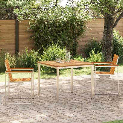 Set de mese pentru grădină  3 piese din lemn masiv de acacia, Masă de dining exterioară  90x90x74.5 cm din lemn masiv de acacia GartenMobel Dekor