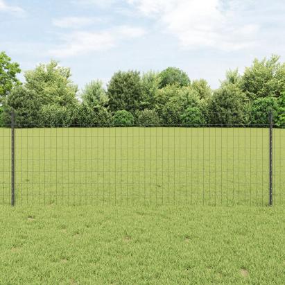 Gard Euro cu 5 Posturi U Gri 0,8x10 m Oțel GartenMobel Dekor