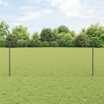 Gard Euro cu 10 Stâlpi Gri 1x10 m Oțel GartenMobel Dekor