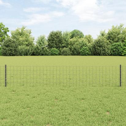 Gard Euro cu 5 U Posts Gri 0.4x10 m Oțel GartenMobel Dekor