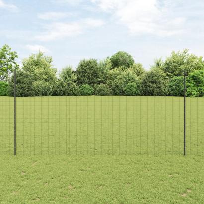 Euro Împrejmuire cu 10 Stâlpi Gri 1,5x10 m din Oțel GartenMobel Dekor