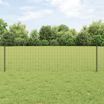 Gard Euro cu 11 Stâlpi Gri 0,6x25 m Oțel GartenMobel Dekor
