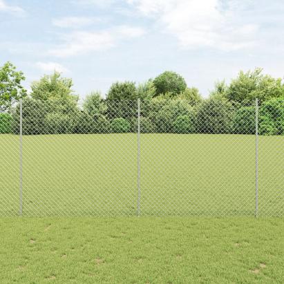 Gard din Lanț cu 20 U Posturi Argintii 1.6x10 m Oțel GartenMobel Dekor