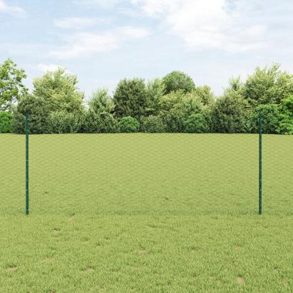 Stâlpi Împrejmuire  11 buc U-Channel Verde 100 cm Oțel, Împrejmuire Hexagonală  Verde 1x50 m Oțel GartenMobel Dekor