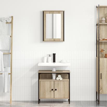 Set de dulapuri pentru baie 2 Piese Stejar Sonoma Lemn Prelucrat GartenMobel Dekor