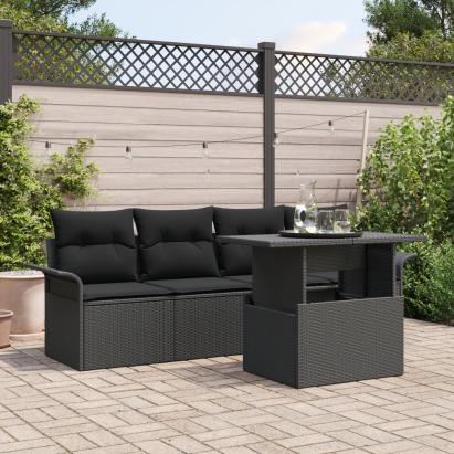 Set de Canapele cu 5 Piese pentru Grădină cu Perne Negre GartenMobel Dekor