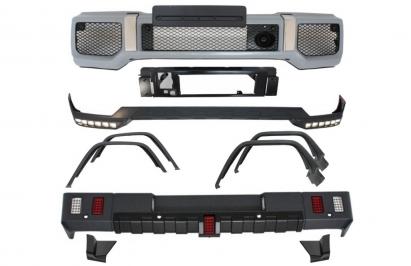 Pachet Exterior Mercedes G-Class W463 (1989-2017) G63 G65 Design cu Prelungiri Aripi Extensii si Prelungire Bara Fata DRL LED Performance AutoTuning