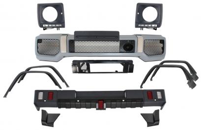 Pachet Exterior Mercedes G-Class W463 (1989-2018) G63 G65 Design cu Prelungiri Aripi Extensii si Carcasa faruri cu Lumini de zi dedicate LED DRL Performance AutoTuning