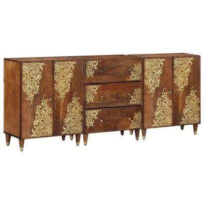 Set de Mobilier pentru Baie  3 Piese Lemn Solid de Mango, Bufet  60x33x75 cm Lemn Solid de Mango GartenMobel Dekor