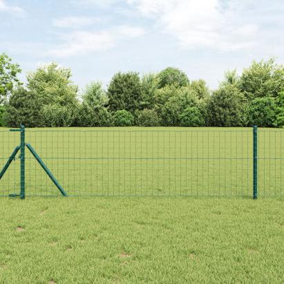 Gard Euro cu 13 Stâlpi 0.6x50 m Oțel Zincat Verde GartenMobel Dekor