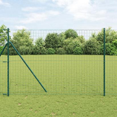 Gard Euro cu 7 stâlpi 1.6x10 m Oțel galvanizat Verde GartenMobel Dekor