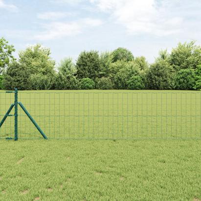 Împrejmuire Euro cu 13 stâlpi 0.4x25 m Oțel galvanizat Verde GartenMobel Dekor