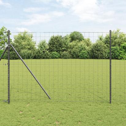Euro Fence cu 7 stâlpi 1.5x10 m Oțel galvanizat Gri GartenMobel Dekor