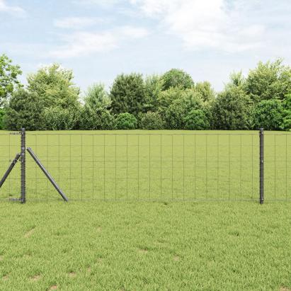 Euro Fence cu 13 Stâlpi 0.6x25 m Oțel Zincat Gri GartenMobel Dekor