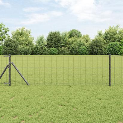 Gardul Euro de la cu 13 Stâlpi 0.4x50 m din oțel galvanizat gri GartenMobel Dekor