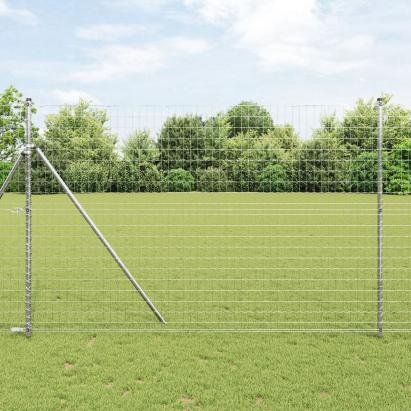 Împrejmuirea Euro cu 7 Stâlpi 1.6x10 m Oțel galvanizat GartenMobel Dekor