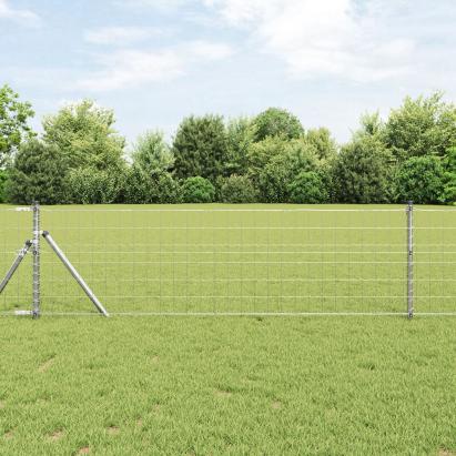 Gard Euro cu 13 Stâlpi 0.8x25 m Oțel Zincat GartenMobel Dekor