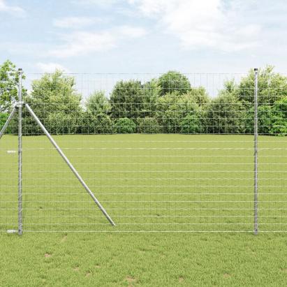 Împrejmuirea Euro cu 7 stâlpi 1.5x10 m Oțel galvanizat GartenMobel Dekor