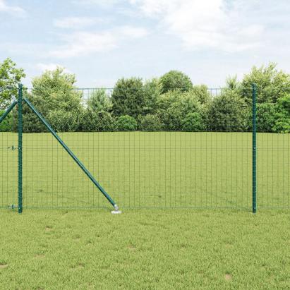 Împrejmuire Euro cu 7 Picioare cu Vârf 1x10 m Oțel Galvanizat Verde GartenMobel Dekor