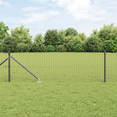 Euro Fence cu 13 ciocane în pământ 0.6x25 m Oțel zincat Gri GartenMobel Dekor