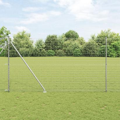 Gard Euro cu 7 posturi cu țepi 1.5x10 m Oțel galvanizat GartenMobel Dekor