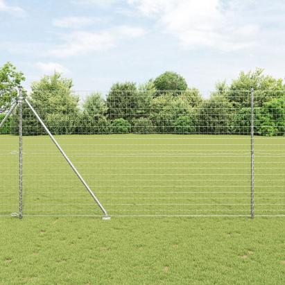 Gard Euro cu 7 stâlpi cu vârf 1.5x10 m din oțel galvanizat GartenMobel Dekor