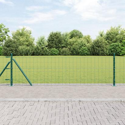 Gard Euro cu 7 stâlpi flansați 0.4x10 m oțel galvanizat GartenMobel Dekor