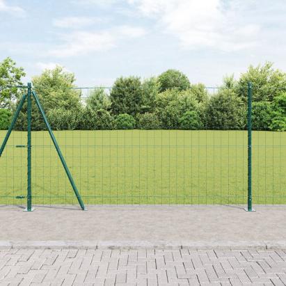 Gard Euro cu 7 stâlpi cu flanșă 1.2x10 m din oțel galvanizat GartenMobel Dekor