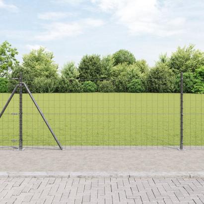 Împrejmuire Euro cu 13 stâlpi flanșați 1x25 m Oțel galvanizat GartenMobel Dekor