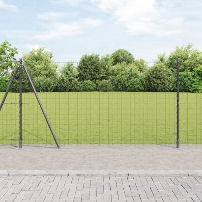Euro Fence cu 7 stâlpi flanșați 1.2x10 m din oțel galvanizat GartenMobel Dekor