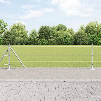 Gard Euro cu 7 Stâlpi Flanșați 0.6x10 m Oțel Zincat GartenMobel Dekor