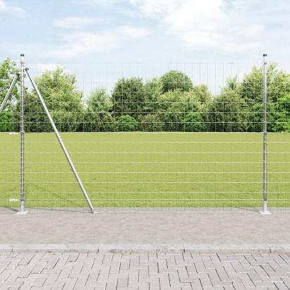Gard Euro cu 7 stâlpi flanșați 1.6x10 m Oțel galvanizat GartenMobel Dekor
