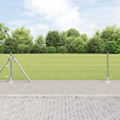Gard Euro cu 13 Posturi Flansate 0.4x25 m Oțel Galvanizat GartenMobel Dekor