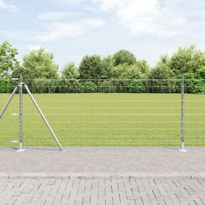 Euro Fence cu 13 stâlpi flanșați 0.8x25 m Oțel galvanizat GartenMobel Dekor