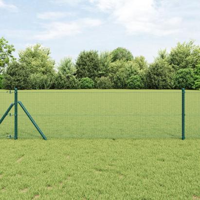 Gard metalic sudat cu 7 stâlpi Verde 0.4x10 m Oțel GartenMobel Dekor