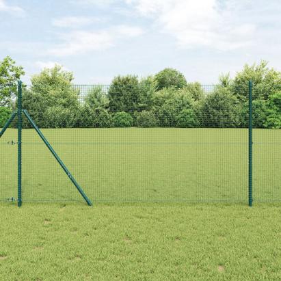 Set de posturi de împrejmuire Set de 2 Verde Oțel, PVC 10 x 1 m GartenMobel Dekor