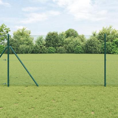 Gard din Sârmă Sudată cu 7 Stâlpi Verde 1,4x10 m Oțel GartenMobel Dekor