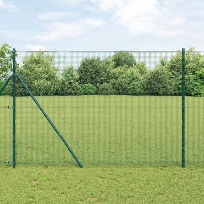 Gard din sârmă sudată cu 7 stâlpi Verde 1.6x10 m Oțel GartenMobel Dekor