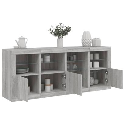 Servantă cu lumini LED, gri sonoma, 164x37x67 cm GartenMobel Dekor